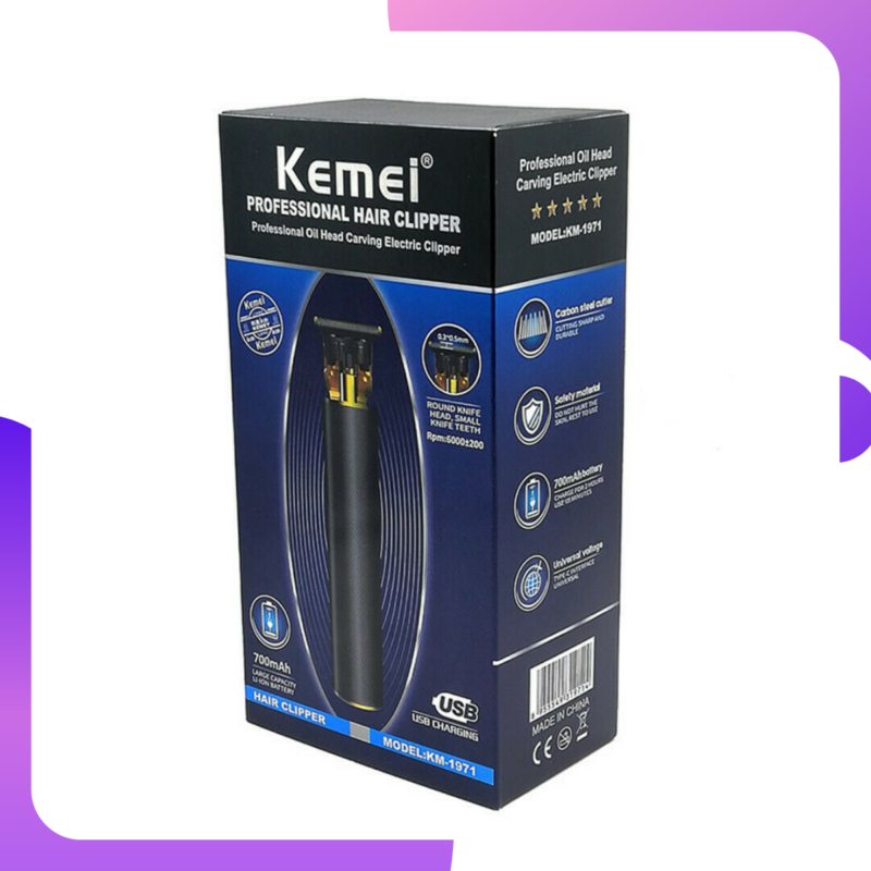 KEMEI 1971 Professional Hair clipper Zero Gap T blade Cordless Trimmer